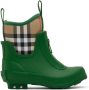 Burberry Kids Green Vintage Check Boots - Thumbnail 1