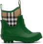 Burberry Kids Green Vintage Check Boots - Thumbnail 1