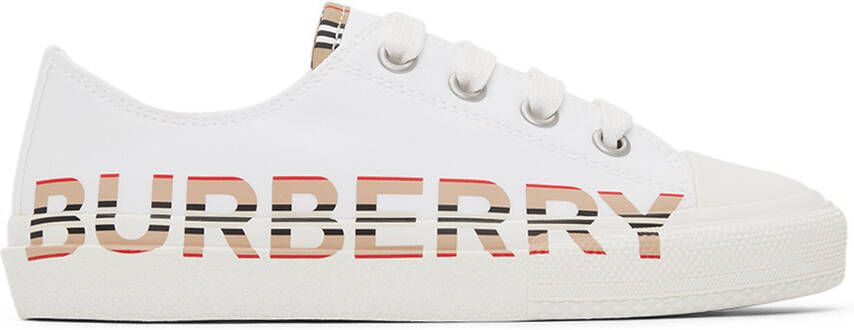 Burberry Kids White Logo Sneakers