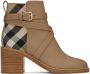 Burberry Taupe House Check Boots - Thumbnail 1