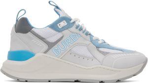 Burberry White & Blue Print Sneakers