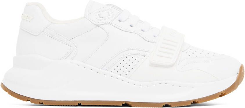 Burberry White Perforated Low-Top Sneakers