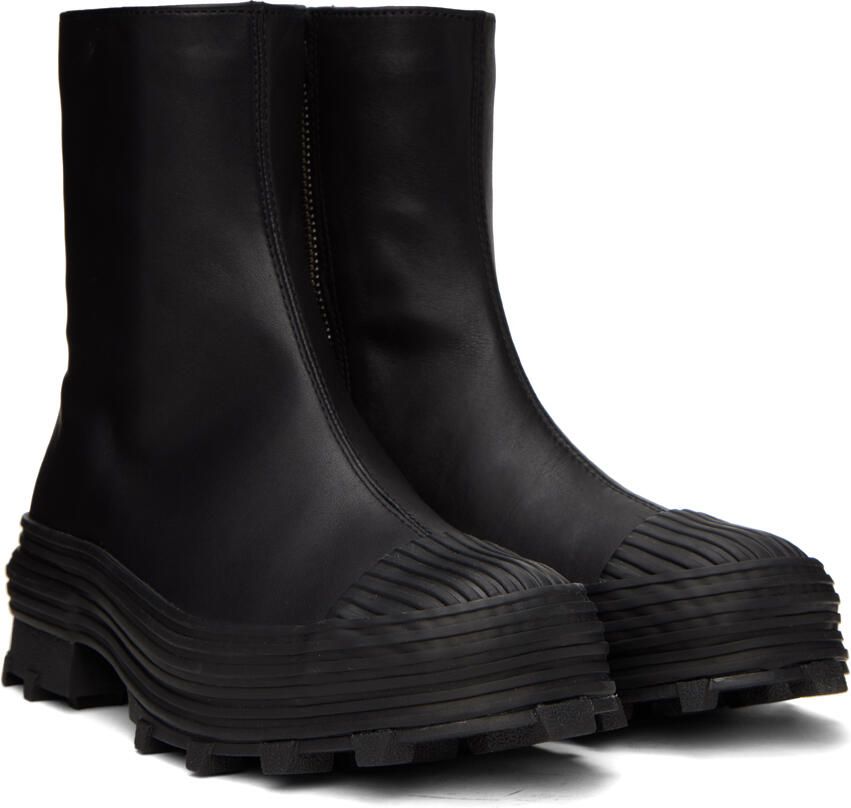 CAMPERLAB Black Calfskin Traktori Ankle Boots