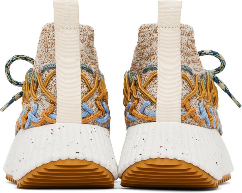 Chloé Beige & Blue Nama Sock Sneakers