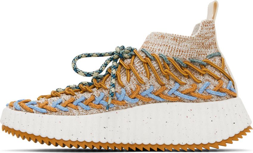 Chloé Beige & Blue Nama Sock Sneakers - Picture 3