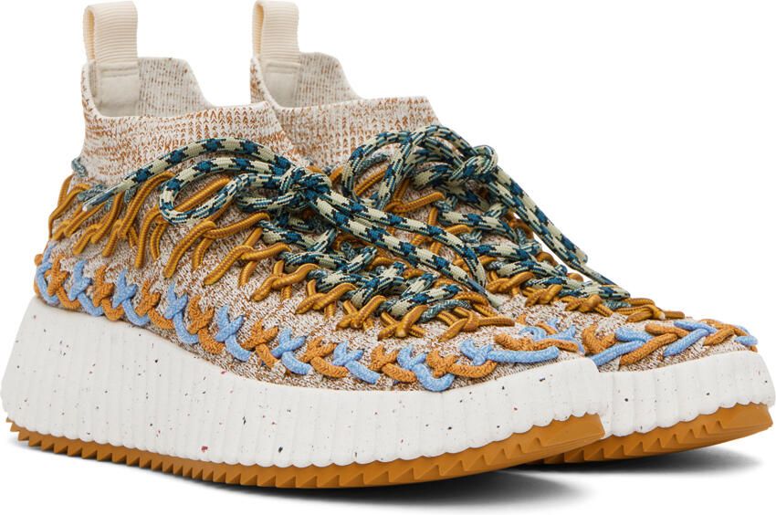 Chloé Beige & Blue Nama Sock Sneakers - Picture 2