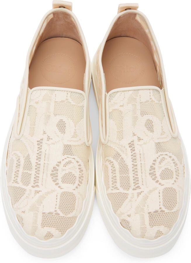 Chloé Beige Lace Lauren Slip-On Sneakers