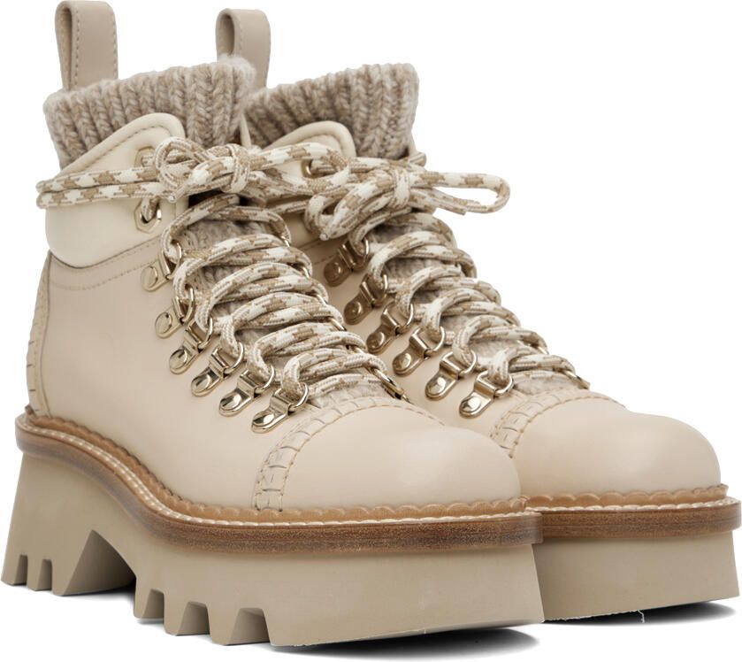 Chloé Beige Owena Ankle Boots - Picture 2
