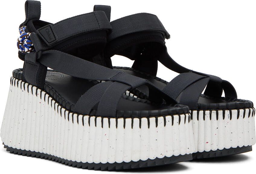 Chloé Black Nama Wedge Sandals - Picture 2