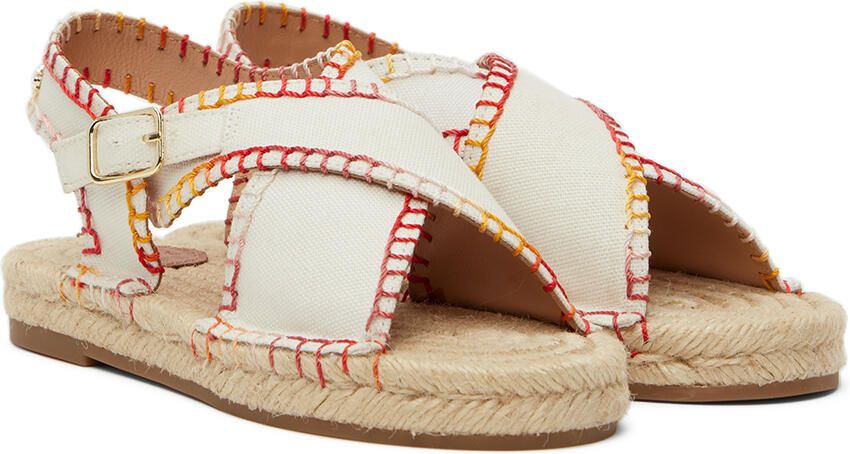 Chloé Kids Off-White Blanket Stitch Sandals