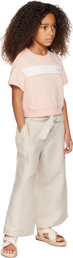 Chloé Kids Off-White Blanket Stitch Sandals - Picture 4