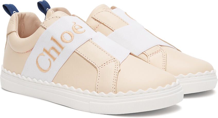 Chloé Kids Pink Leather Lauren Sneakers - Picture 2