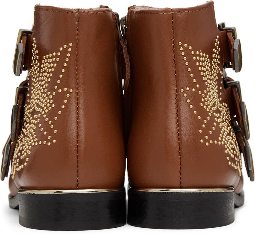 Chloé Kids studded buckled ankle boots Brown