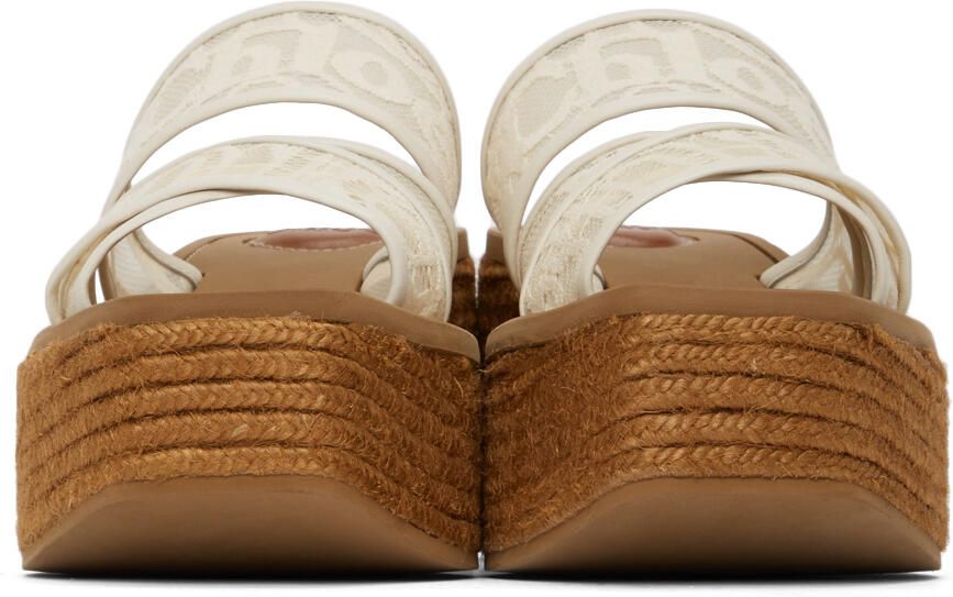 Chloé Off-White Lace Woody Wedge Heeled Sandals - Picture 3