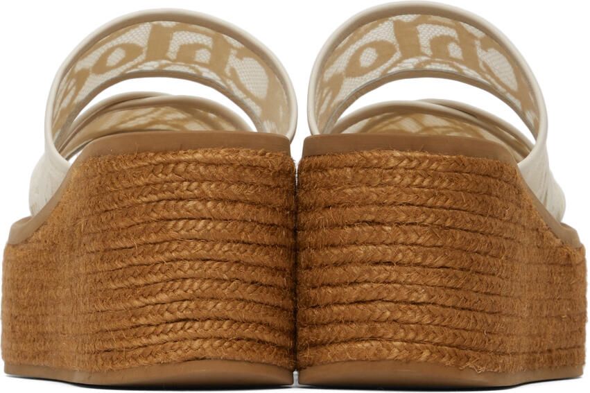 Chloé Off-White Lace Woody Wedge Heeled Sandals - Picture 2