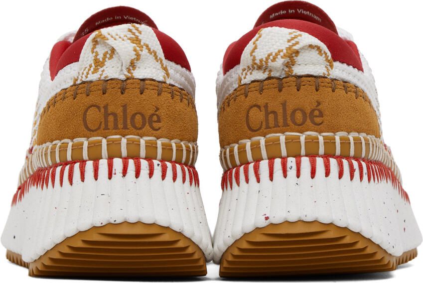 Chloé Red & White Nama Sneakers