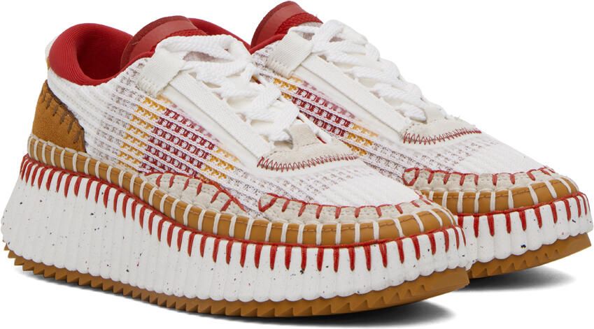 Chloé Red & White Nama Sneakers - Picture 2