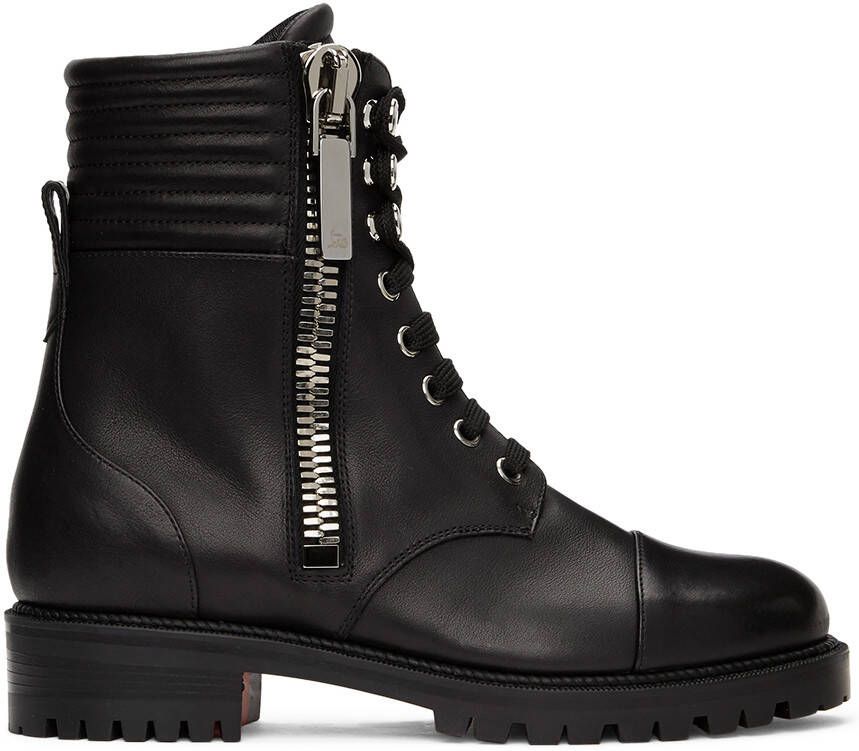Christian Louboutin Black Leather En Hiver Ankle Boots