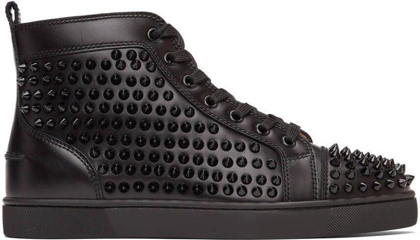 Christian Louboutin Black Louis Spikes High-Top Sneakers - Picture 1