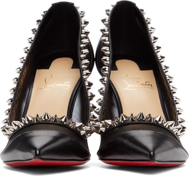 Christian Louboutin Black & Silver Galativi Spikes 85 Heels - Picture 3