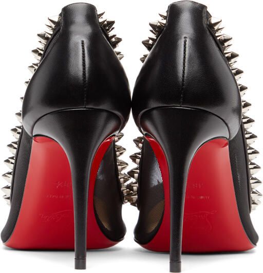 Christian Louboutin Black & Silver Galativi Spikes 85 Heels - Picture 4