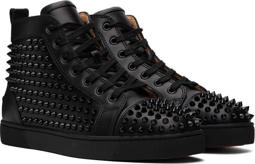 Christian Louboutin Black Louis Spikes High-Top Sneakers - Picture 2