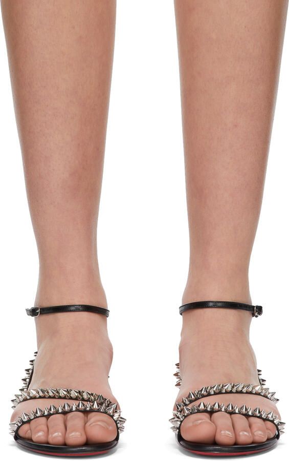 Christian Louboutin Black Mafaldina Spikes Flat Sandals - Picture 5
