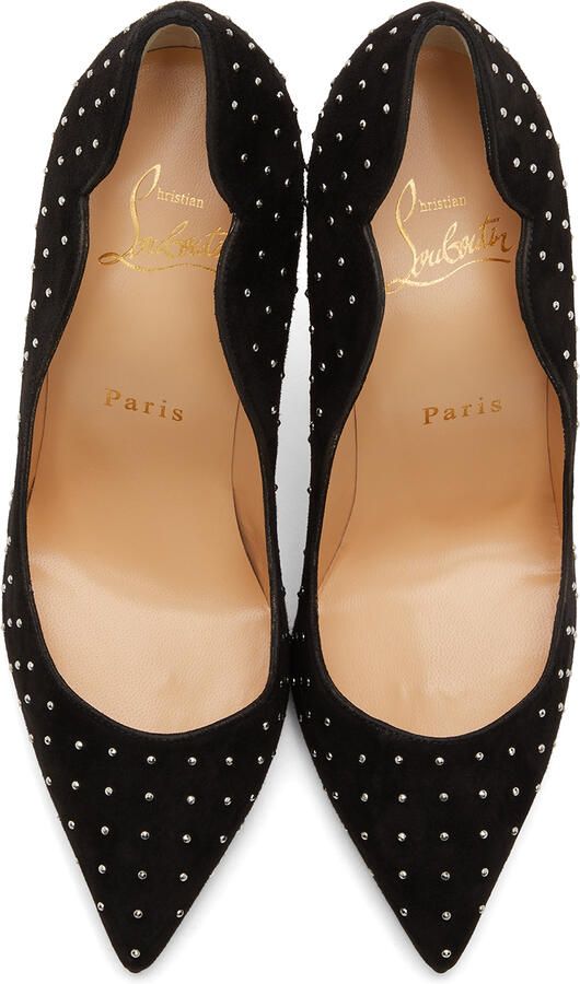 Christian Louboutin Black Suede Hot Chick 100mm Heels - Picture 4
