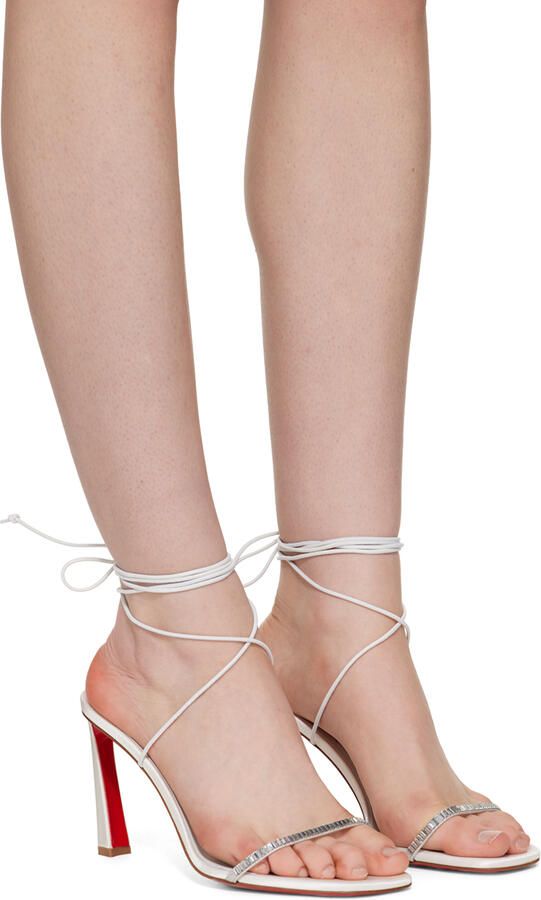 Christian Louboutin White Condora Lacestrass Heeled Sandals