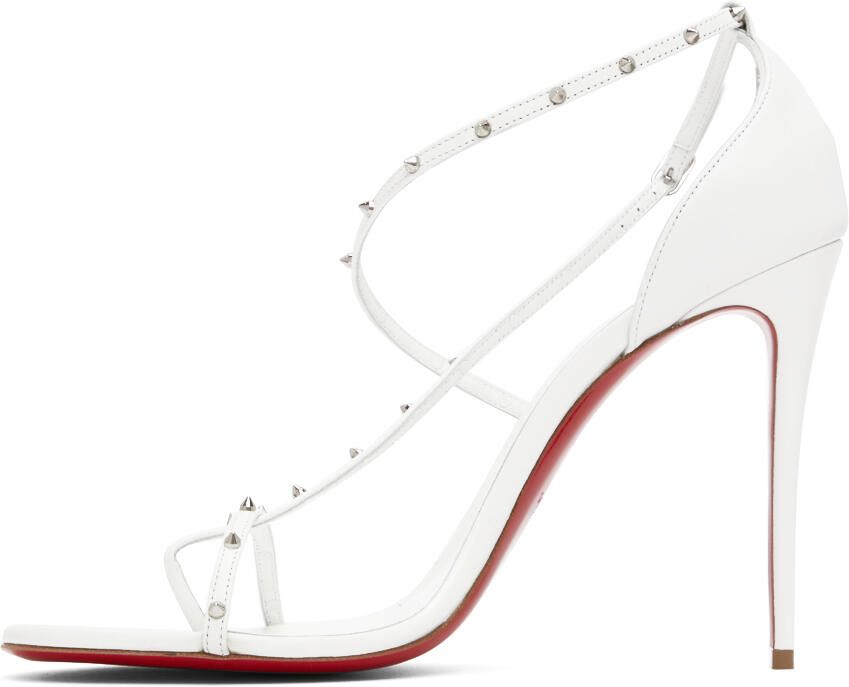 Christian Louboutin White Riojana Spikes 100 Heeled Sandals - Picture 2