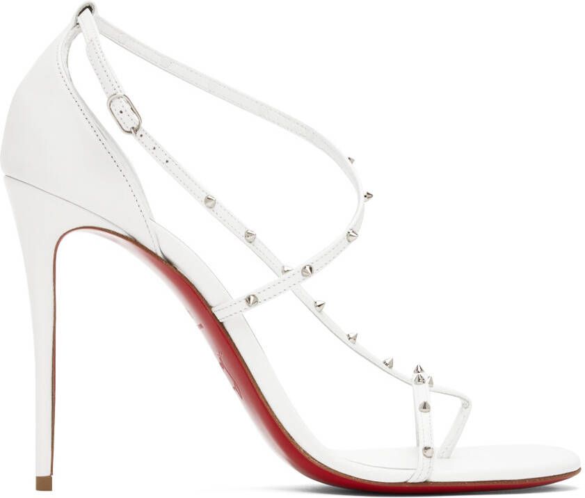 Christian Louboutin White Riojana Spikes 100 Heeled Sandals