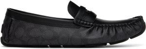 Coach 1941 Black & Grey Leather Coin Driver Loafers