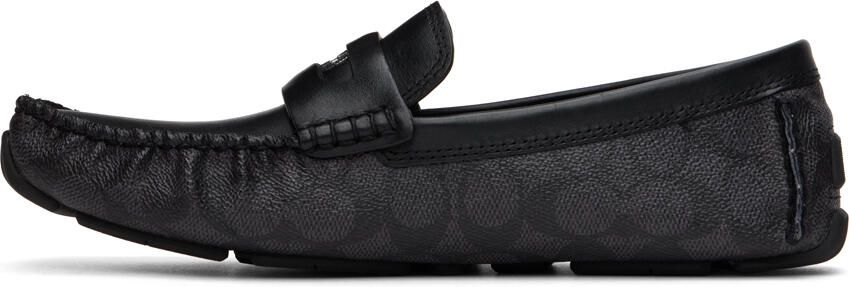 Coach 1941 Black & Grey Leather Coin Driver Loafers - Picture 3