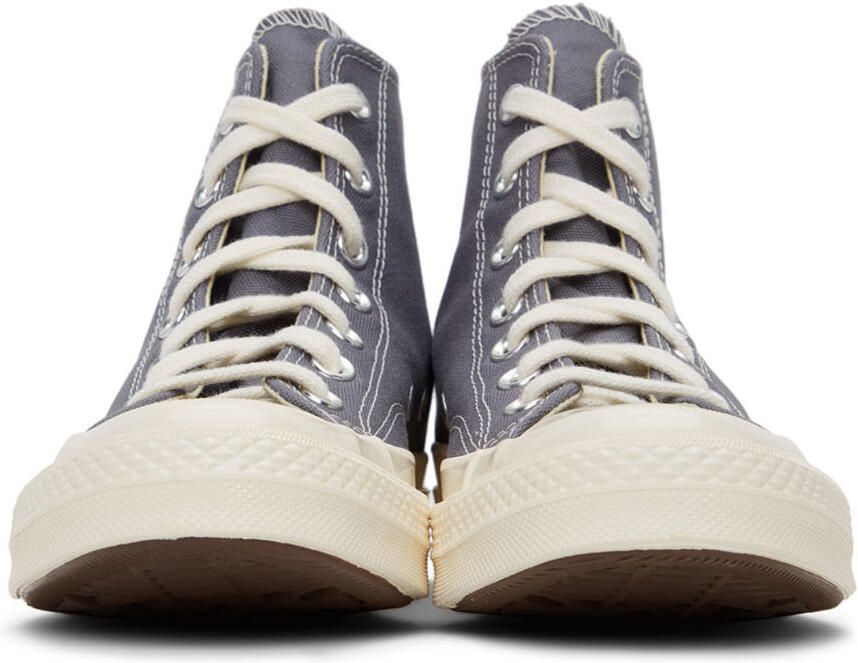 Comme des Garçons Play Grey Converse Edition Half Heart Chuck 70 High Sneakers - Picture 4