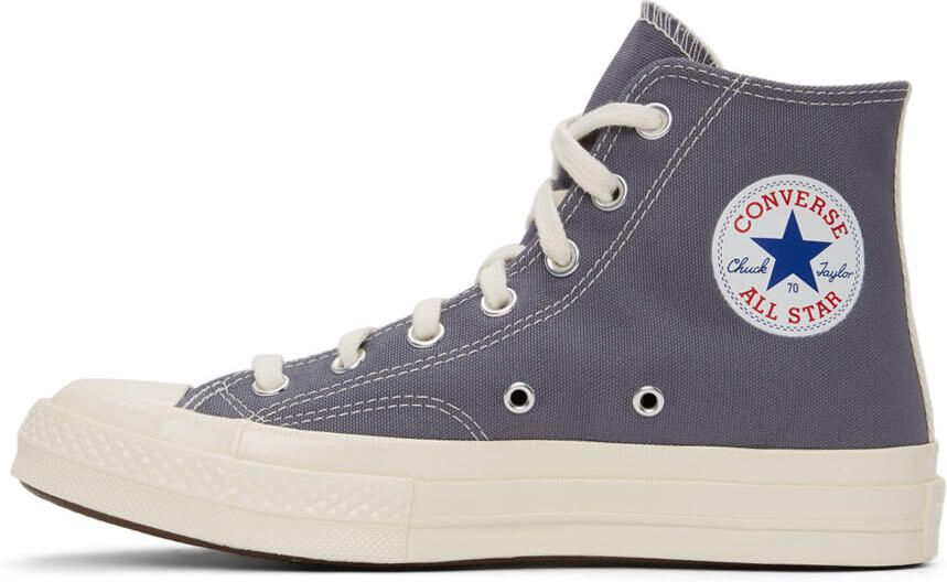 Comme des Garçons Play Grey Converse Edition Half Heart Chuck 70 High Sneakers - Picture 7