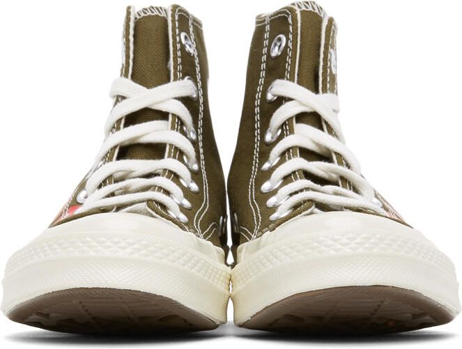 Comme des Garçons Play Khaki Converse Edition Multiple Hearts Chuck 70 High Sneakers - Picture 3