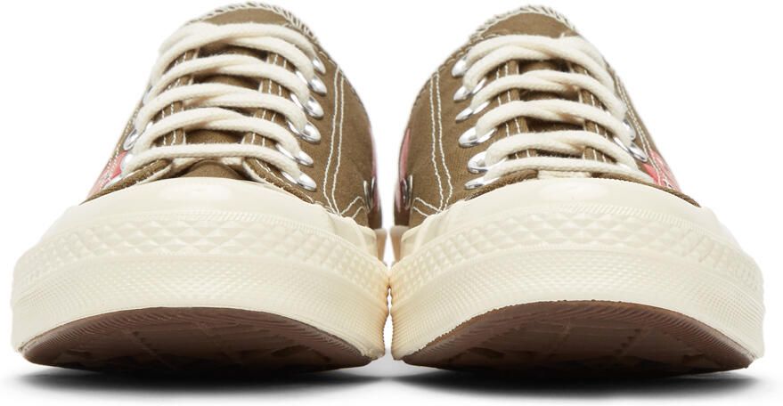 Comme des Garçons Play Khaki Converse Edition Multiple Hearts Chuck 70 Low Sneakers - Picture 3