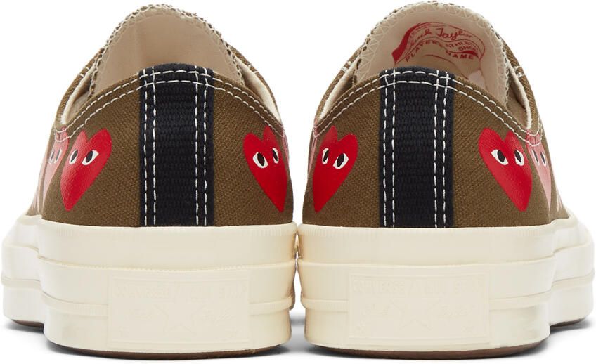 Comme des Garçons Play Khaki Converse Edition Multiple Hearts Chuck 70 Low Sneakers - Picture 2