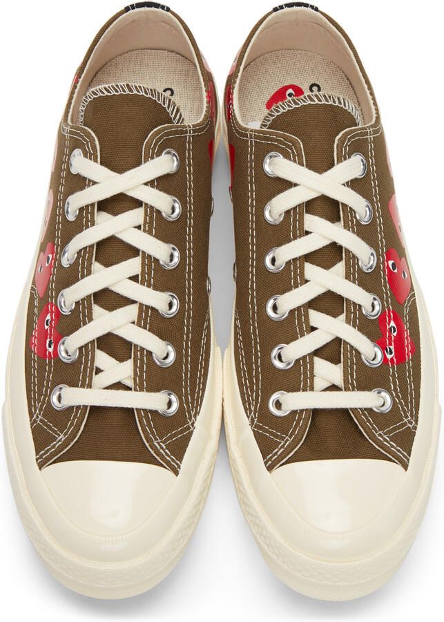 Comme des Garçons Play Khaki Converse Edition Multiple Hearts Chuck 70 Low Sneakers