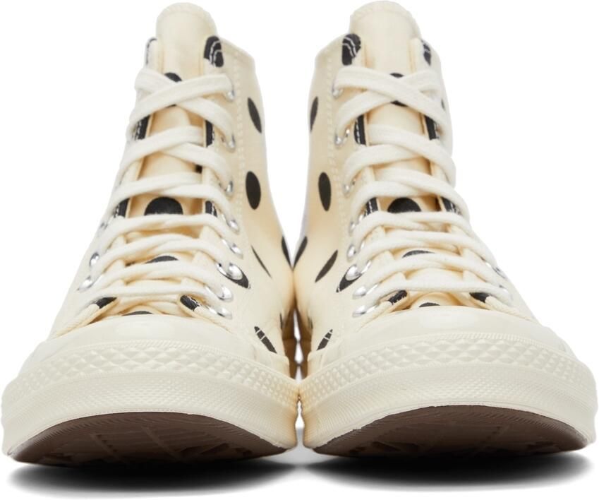 Comme des Garçons Play White Converse Edition Polka Dot Heart Chuck 70 High Sneakers - Picture 5