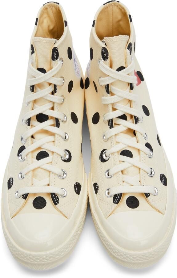 Comme des Garçons Play White Converse Edition Polka Dot Heart Chuck 70 High Sneakers - Picture 2