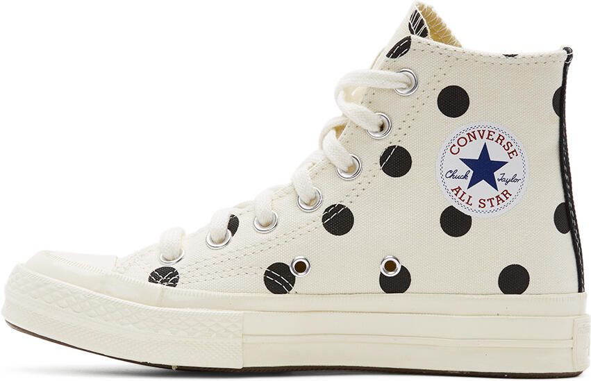 Comme des Garçons Play White Converse Edition Polka Dot Heart Chuck 70 High Sneakers - Picture 2