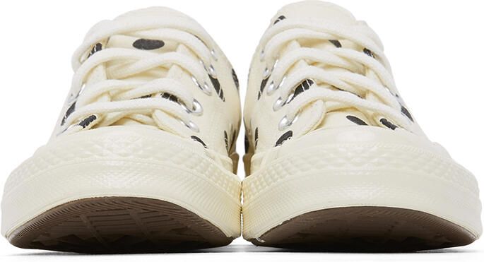 Comme des Garçons Play White Converse Edition Polka Dot Heart Chuck 70 Low Sneakers - Picture 3