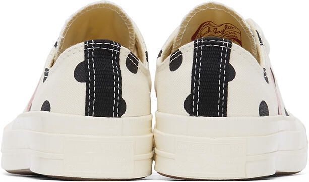 Comme des Garçons Play White Converse Edition Polka Dot Heart Chuck 70 Low Sneakers - Picture 4
