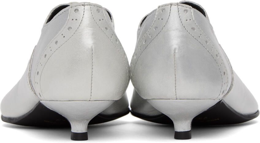 Comme des Garçons Silver Kitten Heel Oxfords