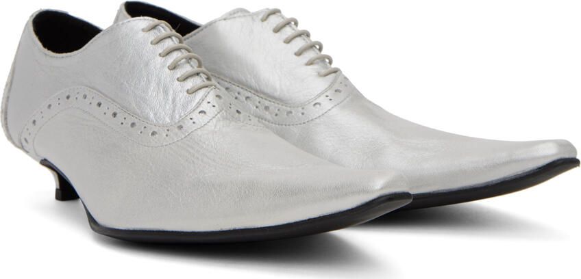 Comme des Garçons Silver Kitten Heel Oxfords - Picture 2