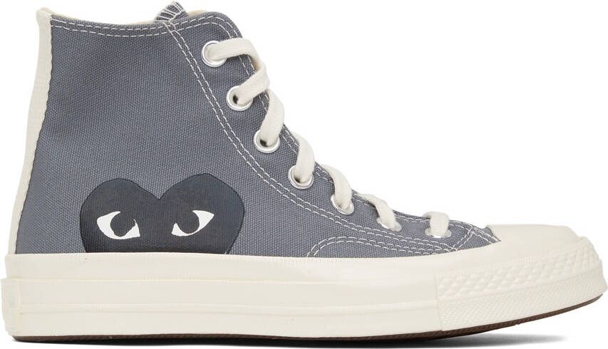 Comme des Garçons Play Grey Converse Edition Half Heart Chuck 70 High Sneakers - Picture 11