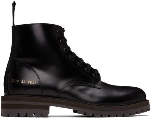 Common Projects Black Leather Combat Boots