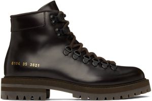 Common Projects Brown Leather Hiking Boots