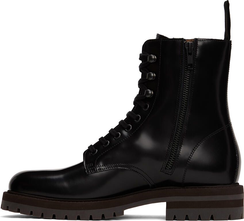 Common Projects Black Leather Combat Boots - Picture 2